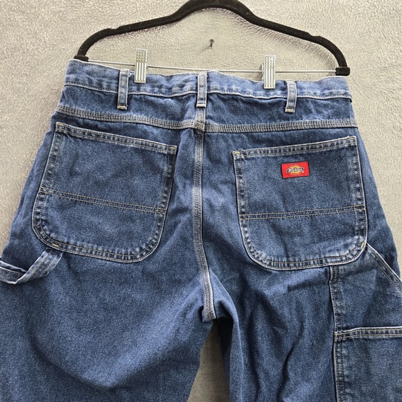 VINTAGE Dickies Men Jeans 34X34 Blue Denim Carpenter Gorpcore Logo 31" Y2K - Picture 6 of 11